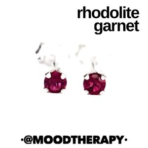 925 Sterling Silver 3mm Genuine Rhodolite Garnet Gemstone 4 Prong Stud Earrings